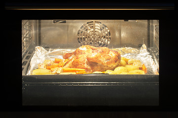 Image showing Roast chicken in the oven