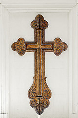 Image showing big cross on the church door