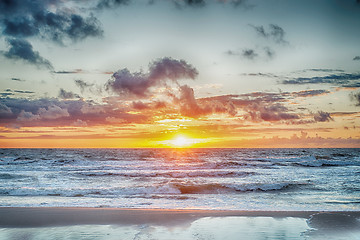 Image showing Sunset At The Stormy Sea