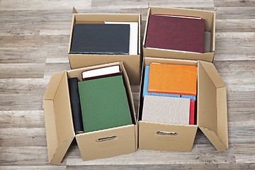 Image showing cardboard boxes full of books