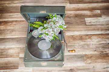 Image showing Vintage turntable vinyl record player