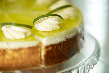 Image showing close up of lime cake on stand