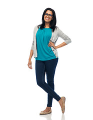 Image showing happy smiling young indian woman in glasses