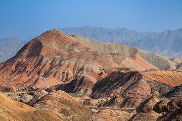 Image showing Rainbow mountains in asian geopark at China