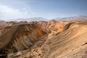 Image showing Rainbow mountains in asian geopark at China