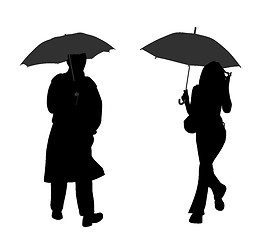 Image showing Man and woman with umbrella