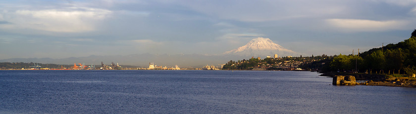 Image showing Commencement Bay Panoramic Puget Sound Tacoma Washington Mout Ra