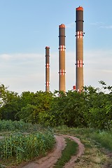 Image showing Industrial Chimney Line