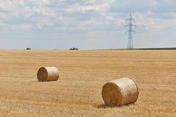 Image showing Agricultural field with bales