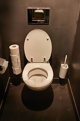 Image showing Toilet seat open