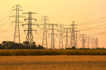 Image showing Electric lines on land