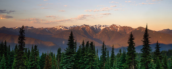 Image showing Hurricane Ridge Olympic National Park Mountain Range Sunset