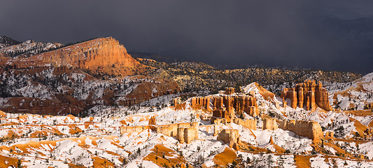 Image showing Stormy Skies Threaten Bryce Canyon Rock Formations Utah USA