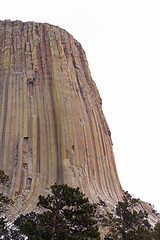 Image showing Devils Tower Wyoming Winter Snow Rock Butte