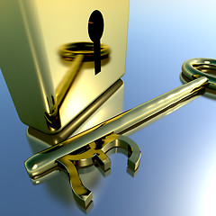 Image showing Pound Key With Gold Padlock Showing Banking Savings And Finance