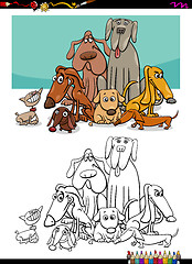 Image showing dogs group coloring page