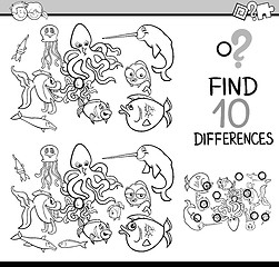 Image showing differences task coloring page