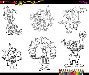 Image showing clowns set coloring book