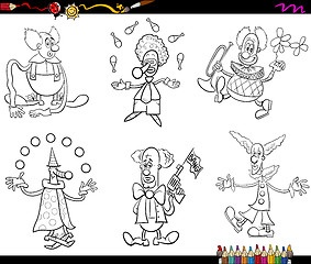 Image showing circus clowns set coloring book