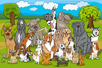 Image showing purebred dogs group cartoon