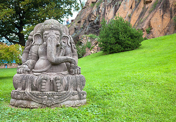 Image showing Ganesha statue in a beautiful mountain garden