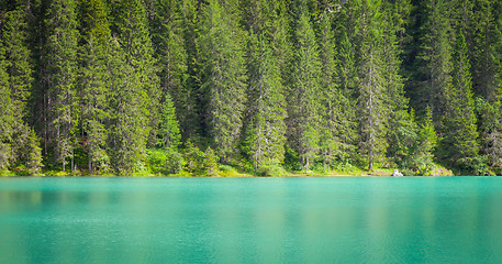 Image showing Braies Lake in Dolomiti region, Italy