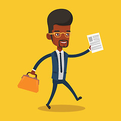 Image showing Happy businessman running vector illustration.