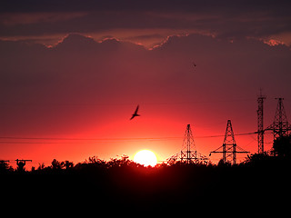 Image showing Red sunset