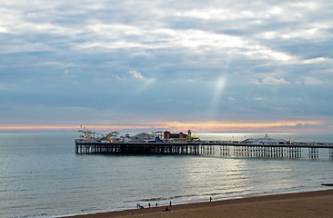 Image showing Brighton Pier and Sunbeams