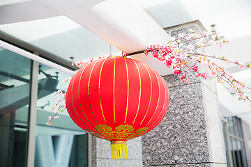 Image showing ceiling decorated with hanging chinese lanterns