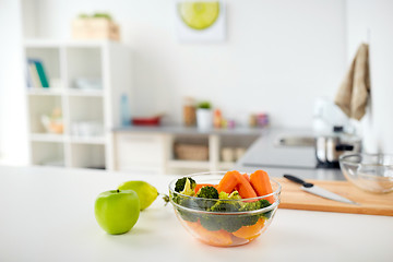 Image showing bowl with food on kitchen table at home