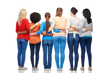 Image showing international group of women hugging from back