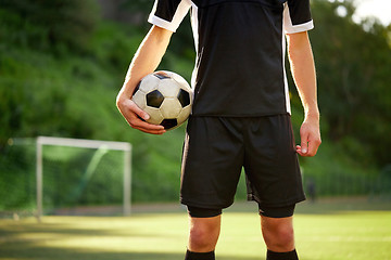 Image showing soccer player with ball on football field