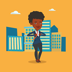 Image showing Business woman opening his jacket like superhero.