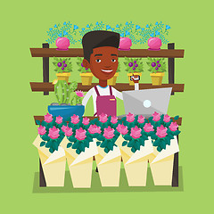 Image showing Florist at flower shop vector illustration.