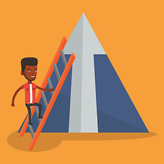 Image showing Businessman climbing on mountain.