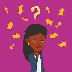 Image showing Young business woman thinking vector illustration.