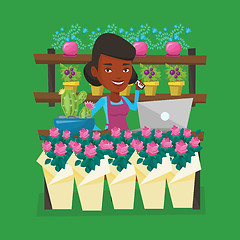 Image showing Florist at flower shop vector illustration.