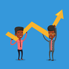 Image showing Two businessmen holding growth graph.