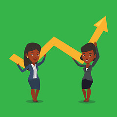 Image showing Two business women holding growth graph.