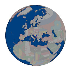 Image showing Bosnia on political globe