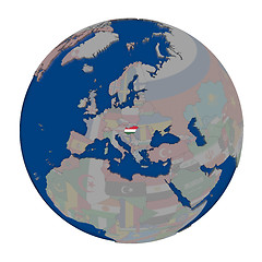 Image showing Hungary on political globe