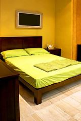 Image showing Double green bed