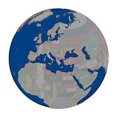 Image showing Macedonia on political globe