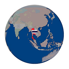 Image showing Thailand on political globe