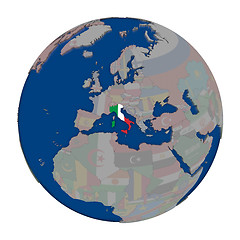 Image showing Italy on political globe