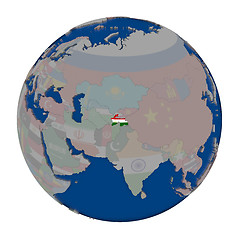 Image showing Tajikistan on political globe