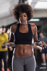 Image showing black woman doing parallel bars Exercise