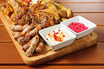 Image showing Big grilled meat and vegetables board
