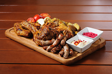 Image showing Big grilled meat and vegetables board